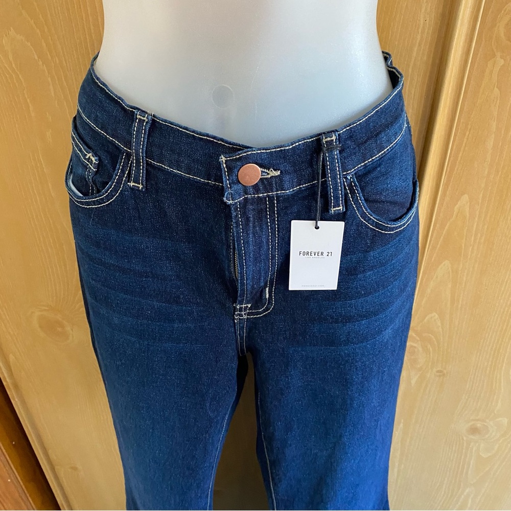 Forever 21 • Low-Rise Dark Wash Raw Hem Flare Jeans - Picture 6 of 16